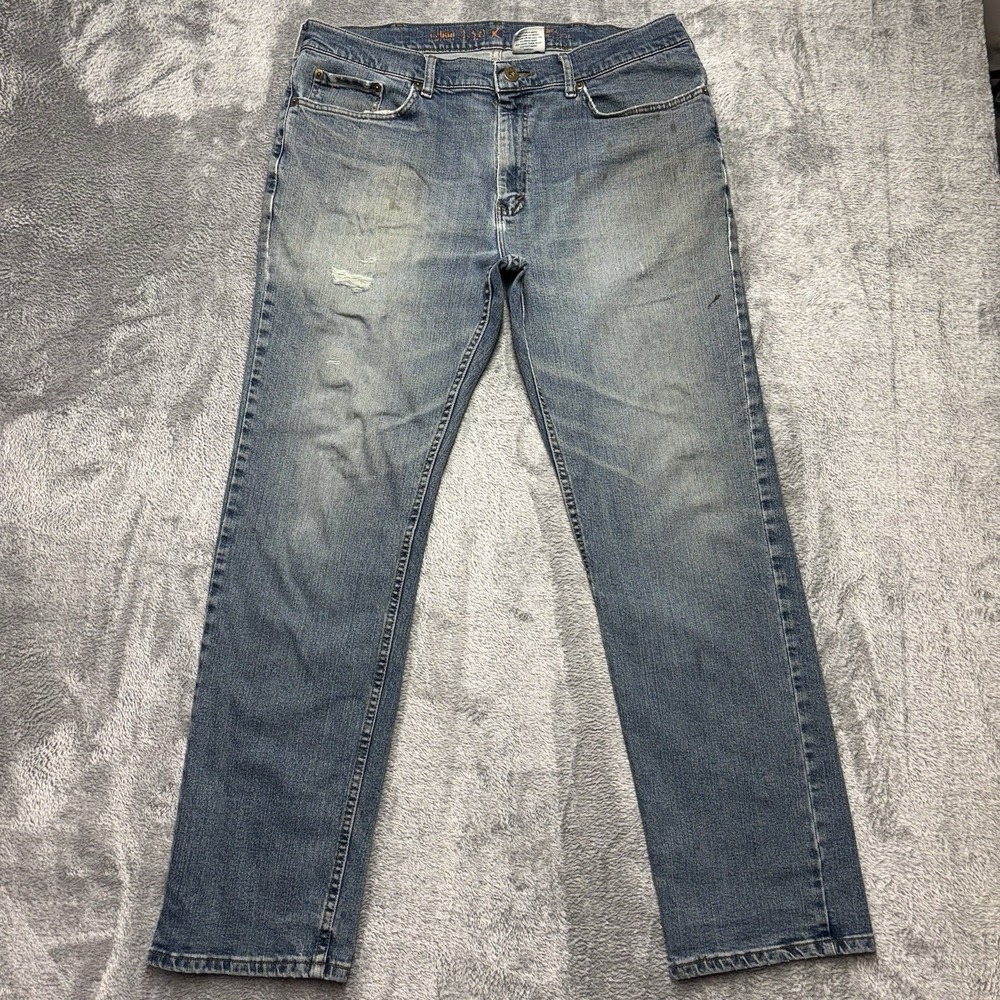 Urban Pipeline Jeans 36x31 Blue Straight Distressed Stretch Denim Mens